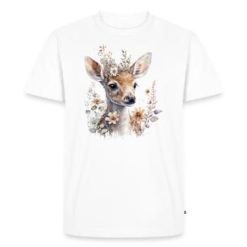 Deer with flowers - Men's Premium Organic T-Shirt - white - Front - Nico (187cm)