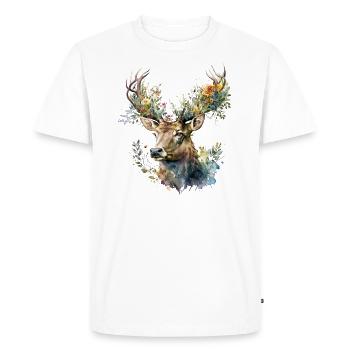Deer with flowers - Men's Premium Organic T-Shirt - white - Front - Nico (187cm)