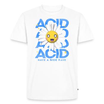 Acid House Flower Techno EDM Party Festival DJ - Men's Premium Organic T-Shirt - white - Front - Nico (187cm)