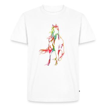 Cheval arc-en-ciel psychédélique - Aquarelle équine mignonne - T-shirt Premium bio Homme - blanc - Devant - Nico (187cm)
