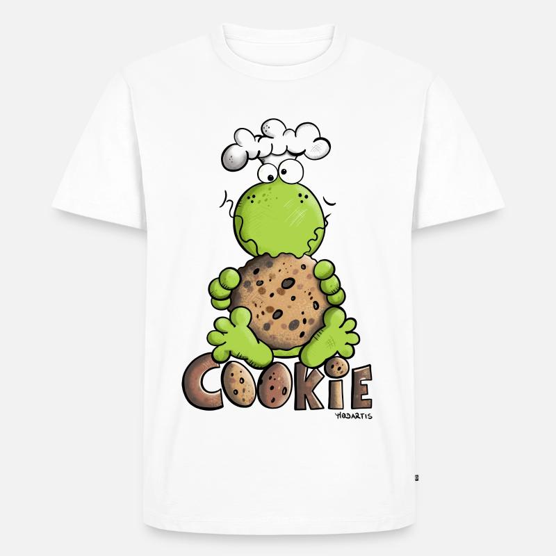 Frosch mit Cookie - Männer Premium Bio T-Shirt - Weiß