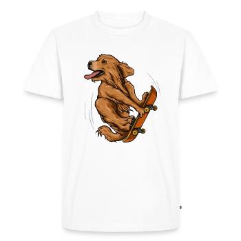 Skateboarding Golden Retriever - Dog Skateboarder - Men's Premium Organic T-Shirt - white - Front - Nico (187cm)