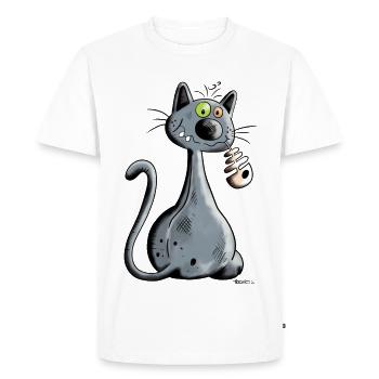 Chat - T-shirt Premium bio Homme - blanc - Devant - Nico (187cm)