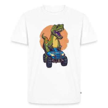 T Rex Riding Quad Bike - Funny Trex Dinosaur Rider - T-shirt Premium bio Homme - blanc - Devant - Nico (187cm)
