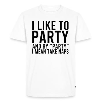 J’aime faire la fête - T-shirt Premium bio Homme - blanc - Devant - Nico (187cm)