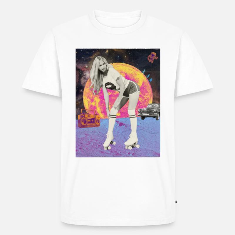Moon Roller Retro Poster - Männer Premium Bio T-Shirt - Weiß