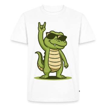 Rock'n'Roll Crocodile Baby - Men's Premium Organic T-Shirt - white - Front - Nico (187cm)