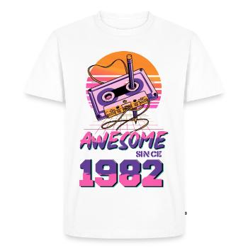 Cassette Rétro 1982 Neon Design - T-shirt Premium bio Homme - blanc - Devant - Nico (187cm)