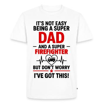 Heart + Firefighter – Super Firefighter Dad - Men's Premium Organic T-Shirt - white - Front - Nico (187cm)