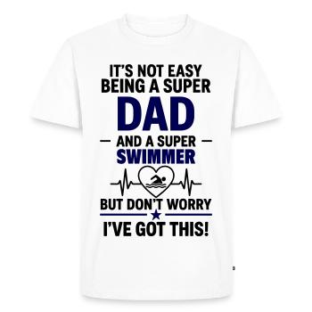 Heart + Swimming – Super Dad Swimmer - Men's Premium Organic T-Shirt - white - Front - Nico (187cm)