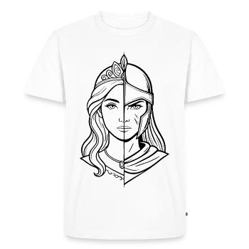 femme Princesse & guerrière  - T-shirt Premium bio Homme - blanc - Devant - Nico (187cm)