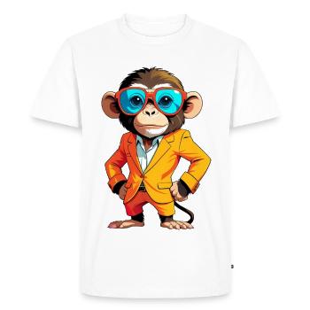 Singe coloré en costume avec des lunettes de soleil - T-shirt Premium bio Homme - blanc - Devant - Nico (187cm)