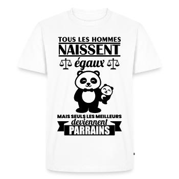 Cadeau Parrain Panda – Meilleur Parrain - T-shirt Premium bio Homme - blanc - Devant - Nico (187cm)
