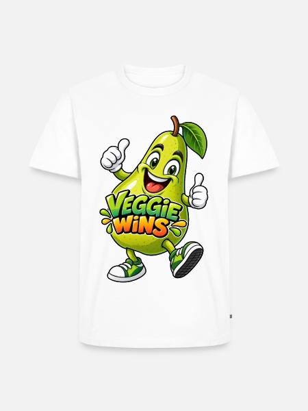 Veggie Wins Birne - Männer Premium Bio T-Shirt - Weiß