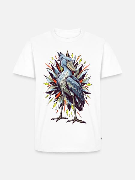 Schuhschnabel mit geometrischer Funkenblüte - Männer Premium Bio T-Shirt - Weiß