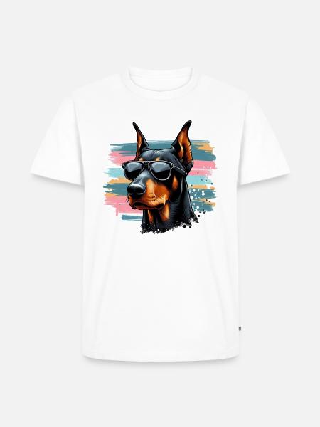 Dobermann Welpe Splash Art - Männer Premium Bio T-Shirt - Weiß