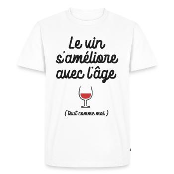 le vin s améliore avec l âge anniversaire décénie - T-shirt Premium bio Homme - blanc - Devant - Nico (187cm)
