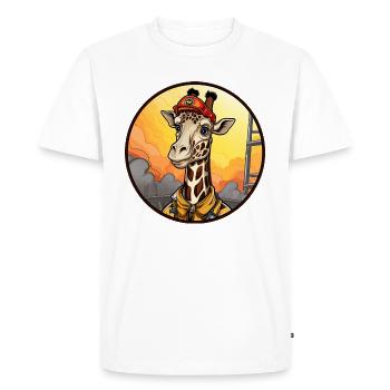 Firefighter Giraffe - Men's Premium Organic T-Shirt - white - Front - Nico (187cm)