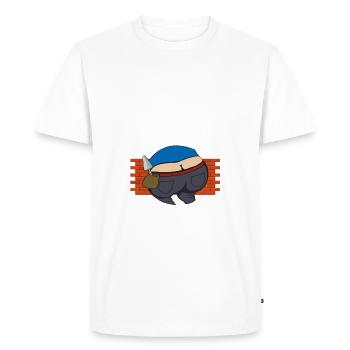 Humour super maçon - Sourire du maçon - Raie - T-shirt Premium bio Homme - blanc - Devant - Nico (187cm)