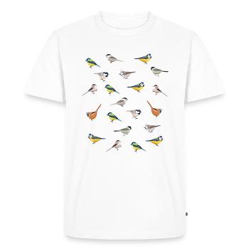 Illustrated Tit Birds | Birdwatching Gift - Men's Premium Organic T-Shirt - white - Front - Nico (187cm)