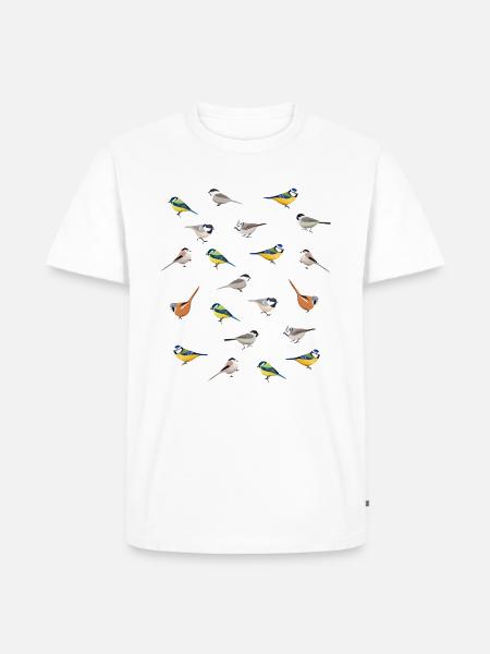 Illustrated Tit Birds | Birdwatching Gift - Men's Premium Organic T-Shirt -