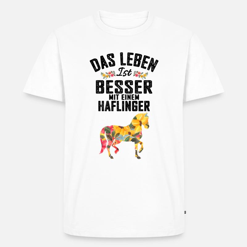 Haflinger Pferd - Männer Premium Bio T-Shirt - Weiß