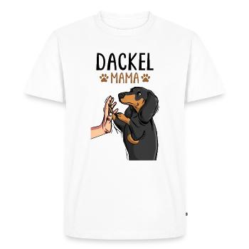 Teckel Maman - Chien de blaireau mignon - T-shirt Premium bio Homme - blanc - Devant - Nico (187cm)