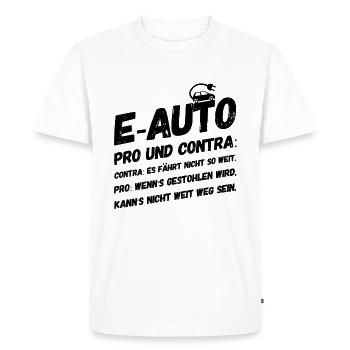 Lustige Sprüche E-Auto Elektro Klima - Männer Premium Bio T-Shirt - Weiß - Vorne - Nico (187cm)