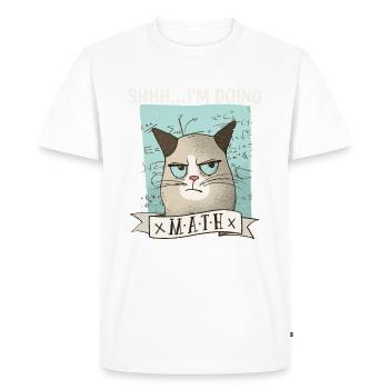 Shhh... I ́m doing Math Cat - Men's Premium Organic T-Shirt - white - Front - Nico (187cm)