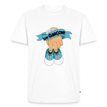 Garçon, Bébé Anonce de grossesse - T-shirt Premium bio Homme - blanc - Devant - Nico (187cm)
