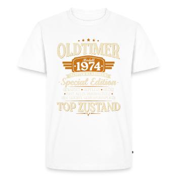Vintage 1974 Vintage Born Birthday Gift - Men's Premium Organic T-Shirt - white - Front - Nico (187cm)