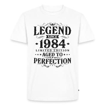 Légende depuis 1984 Vintage Born Anniversaire - T-shirt Premium bio Homme - blanc - Devant - Nico (187cm)