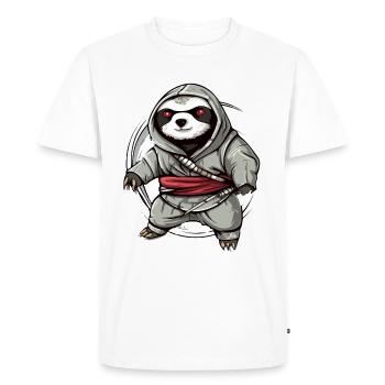 Hak le paresseux ninja - T-shirt Premium bio Homme - blanc - Devant - Nico (187cm)