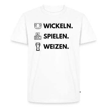 Wickeln. Spielen. Weizen. - Männer Premium Bio T-Shirt - Weiß - Vorne - Nico (187cm)