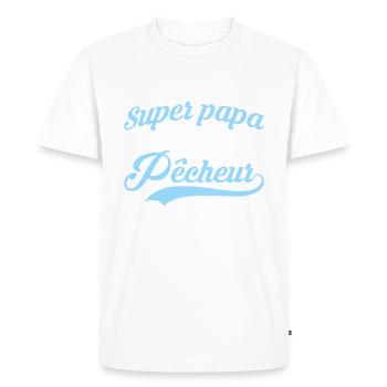 Papa pêcheur cadeau super papa - T-shirt Premium bio Homme - blanc - Devant - Nico (187cm)