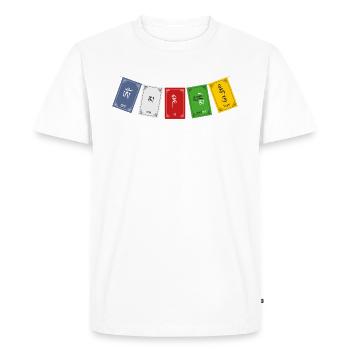 OM MA NI PADME HUM - Drapeaux de prière 1 - T-shirt Premium bio Homme - blanc - Devant - Nico (187cm)