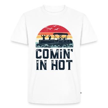 Funny Pontoon Boat Party Comin' in Hot Birthday - Men's Premium Organic T-Shirt - white - Front - Nico (187cm)