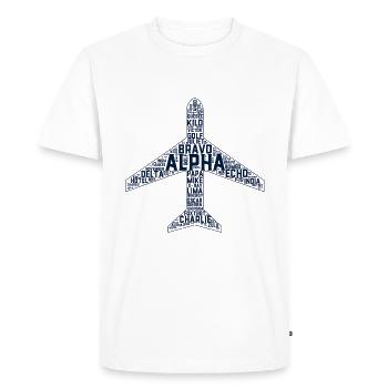 Avion Volant Alphabet Phonétique Cadeau - T-shirt Premium bio Homme - blanc - Devant - Nico (187cm)