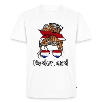 Nederland Netherlands Girl football Gift Dutch - Men's Premium Organic T-Shirt - white - Front - Nico (187cm)