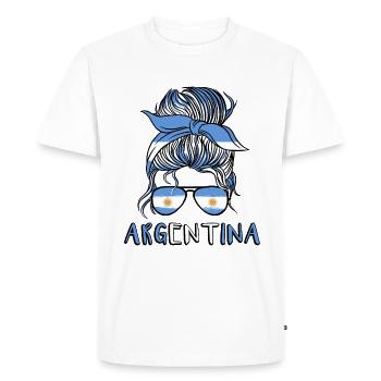 Argentine Argentine Fille de football Drapeau cadeau - T-shirt Premium bio Homme - blanc - Devant - Nico (187cm)