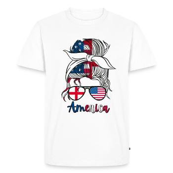 Moitié Américain Moitié Anglais Fille USA Angleterre Drapeau - T-shirt Premium bio Homme - blanc - Devant - Nico (187cm)