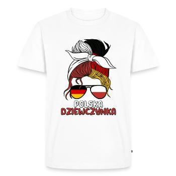 Polska dziewczyna Moitié Allemand Polonais Fille Pologne - T-shirt Premium bio Homme - blanc - Devant - Nico (187cm)