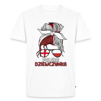 Polska Moitié Anglais Moitié Polonais Fille Pologne - T-shirt Premium bio Homme - blanc - Devant - Nico (187cm)