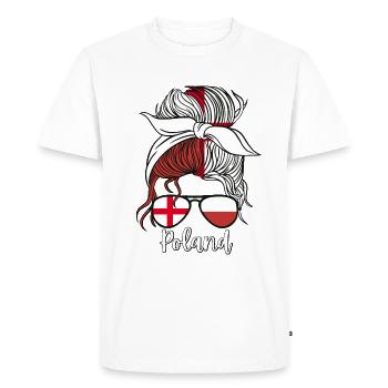 Polska Moitié Anglais Moitié Polonais Fille Pologne - T-shirt Premium bio Homme - blanc - Devant - Nico (187cm)