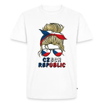 Ceska République Tchèque Flag Filles Tchèque Fille Enfants - T-shirt Premium bio Homme - blanc - Devant - Nico (187cm)