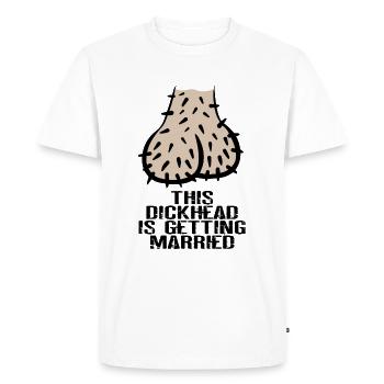 Dickhead testicule oeufs JGA bachelor au revoir - T-shirt Premium bio Homme - blanc - Devant - Nico (187cm)