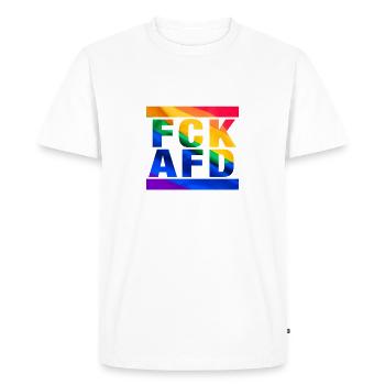 Contre les nazis - FCK AFD - Contre la droite - LGBTQ - T-shirt Premium bio Homme - blanc - Devant - Nico (187cm)