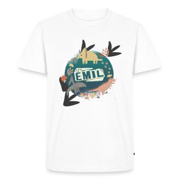Emil - Beau nom de garçon avec de mignons dinosaures - T-shirt Premium bio Homme - blanc - Devant - Nico (187cm)