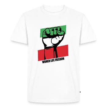 Women Life Freedom Support Iran Flag - Men's Premium Organic T-Shirt - white - Front - Nico (187cm)