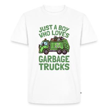 Juste un garçon qui aime les camions à ordures Camion à ordures - T-shirt Premium bio Homme - blanc - Devant - Nico (187cm)